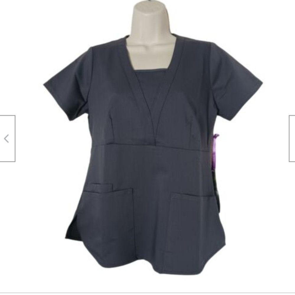 Healing Hands Purple Label scrubs Jenna top medical XS Gray Classic Fit 2212